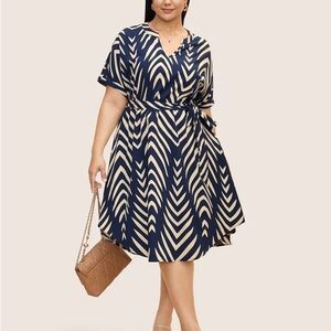 STRIPED KNEE LENGTH DRESS